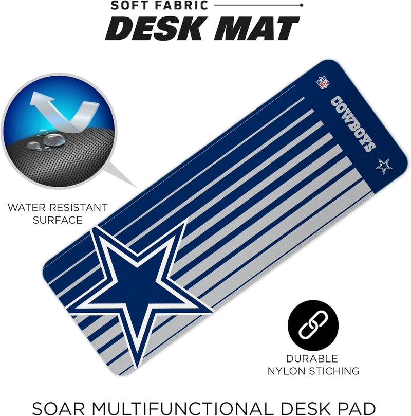 SOAR NFL Unisex Multifunctional Desk Mat for Desktop, (31.5"x12") - Ultra Soft Fabric with Non-Slip Rubber Backer - Water Resistant & Durable Nylon Stitching - Officially Licensed NFL, Desk Pad - Image 3